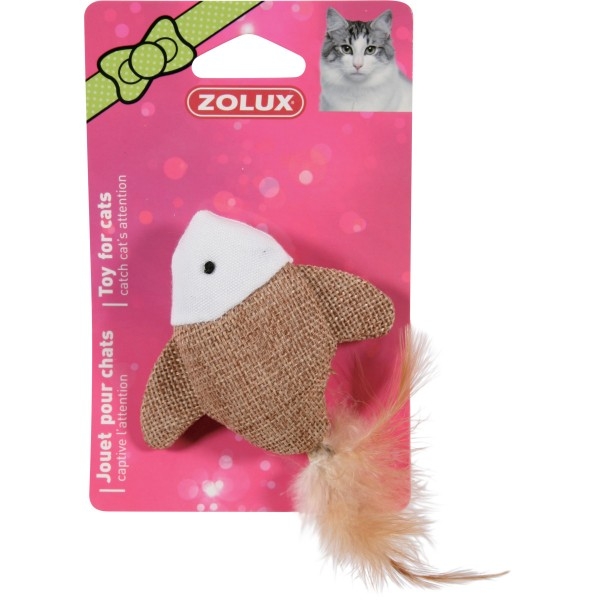 Zdjęcie Zolux Zabawka rybka z piórkiem dla kota   7.5 cm
