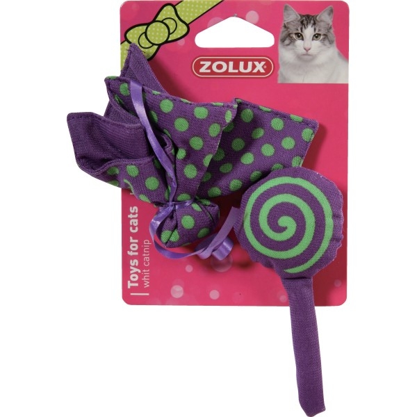 Zdjęcie Zolux Candy Toys Kwiatek i cukierek zabawka z kocimiętką dla kota fioletowy 2 szt.