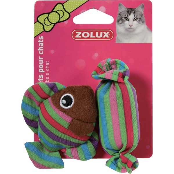 Zdjęcie Zolux Candy Toys Rybka i cukierek zabawka z kocimiętką dla kota zielona 2 szt.