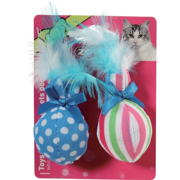 Zdjęcie Zolux Candy Toys Piłka z piórkiem zabawka z kocimiętką dla kota niebieska 2 szt.