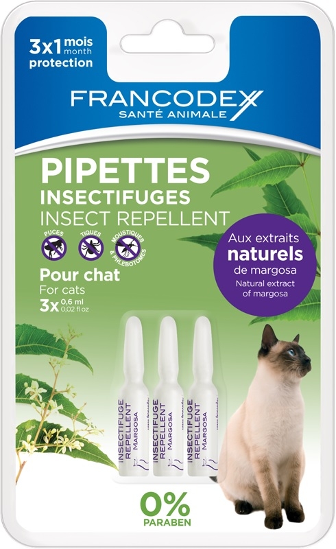 Zdjęcie Francodex Pipetki przeciw insektom 1 miesięczne dla kotów powyżej 2kg 3 x 0,6ml
