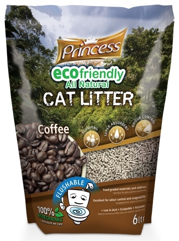 Zdjęcie Princess Ekologiczny żwirek zbrylający dla kotów 100% naturalny kawa 6l 