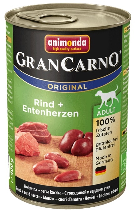 Animonda Grancarno Adult wołowina + kacze serca 400g