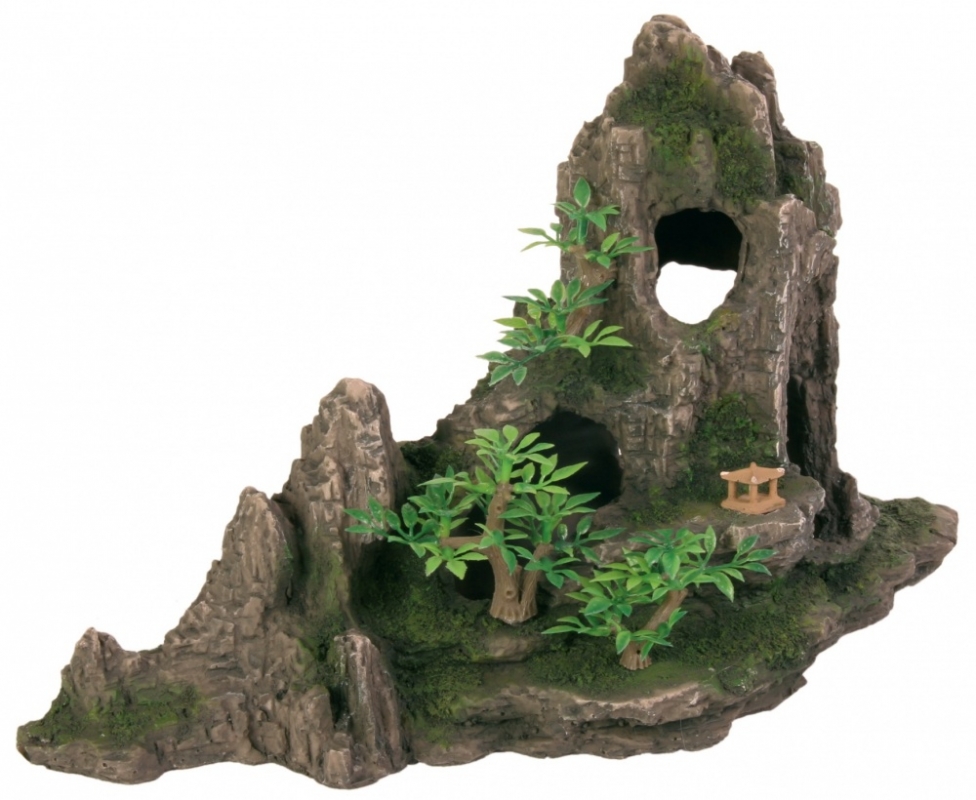 Zdjęcie Trixie Dekoracja formacja skał szara z rośliną średnia 27,5 x 13 x 16,5 cm 