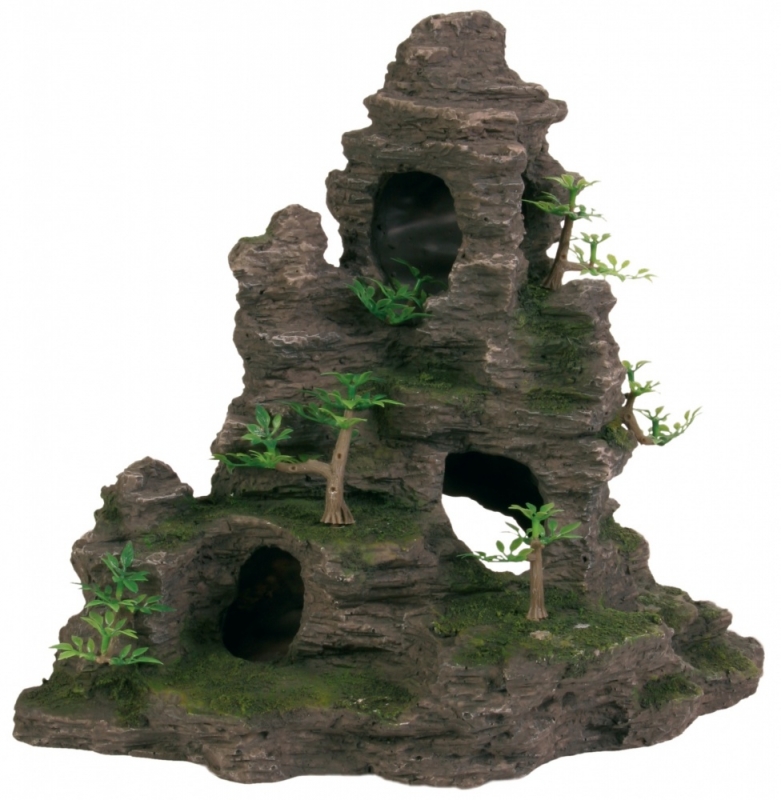 Zdjęcie Trixie Dekoracja formacja skał szara z rośliną stojąca 31,5 x 17 x 26,5 cm 