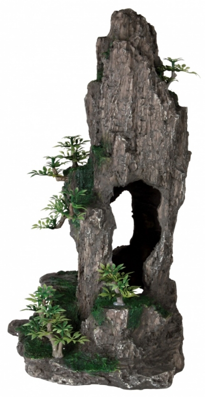 Trixie Dekoracja skała szara stojąca z rośliną 23,5 x 14,5 x 37 cm
