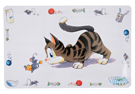 Zdjęcie Trixie Podkładka pod miski biała 44 x 28 cm  z kolorowym kotkiem 