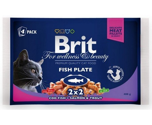 Zdjęcie Brit Premium Cat Adult czteropak saszetek w sosie Fish Plat 4x100g