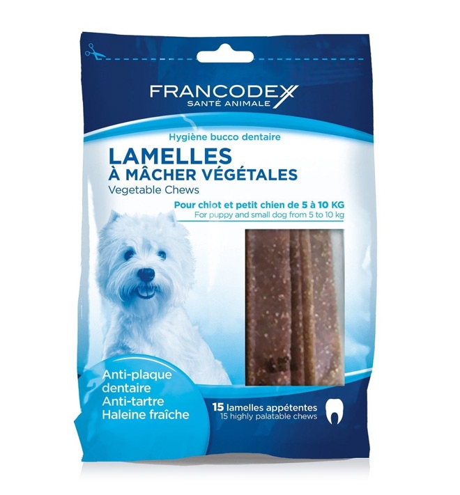 Zdjęcie Francodex Lamelles Paski Dental gryzaki do pielęgnacji jamy ustnej dla małych psów 15 szt.