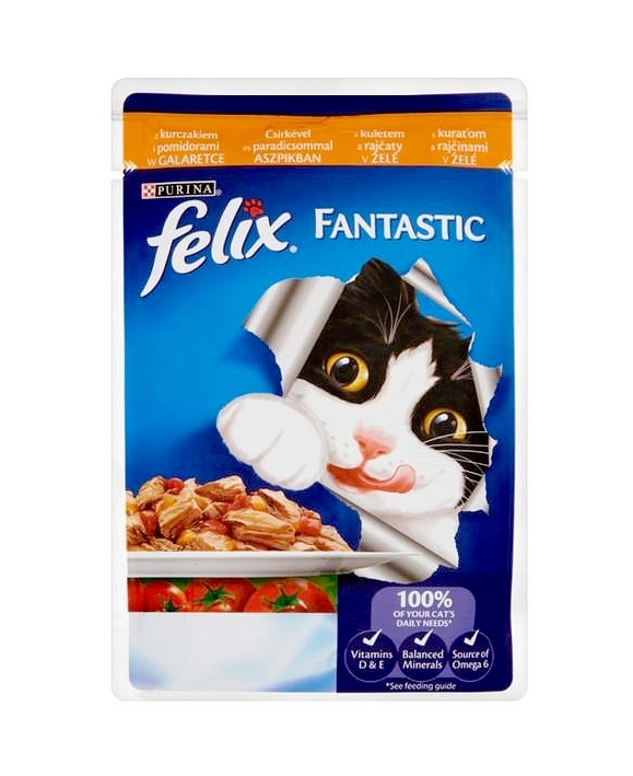 Felix Saszetka Fantastic dla dorosłych kotów z kurczakiem i pomidorem w galaretce 100g
