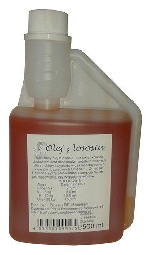Quality Snack Olej z łososia z dozownikiem dodatek do karmy dla kotów i psów 500ml