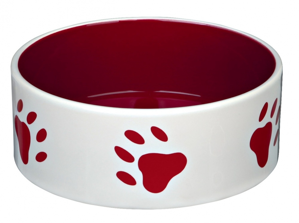 Zdjęcie Trixie Miska ceramiczna w łapki  kremowo-czerwona 0.8 l/ø 16 cm
