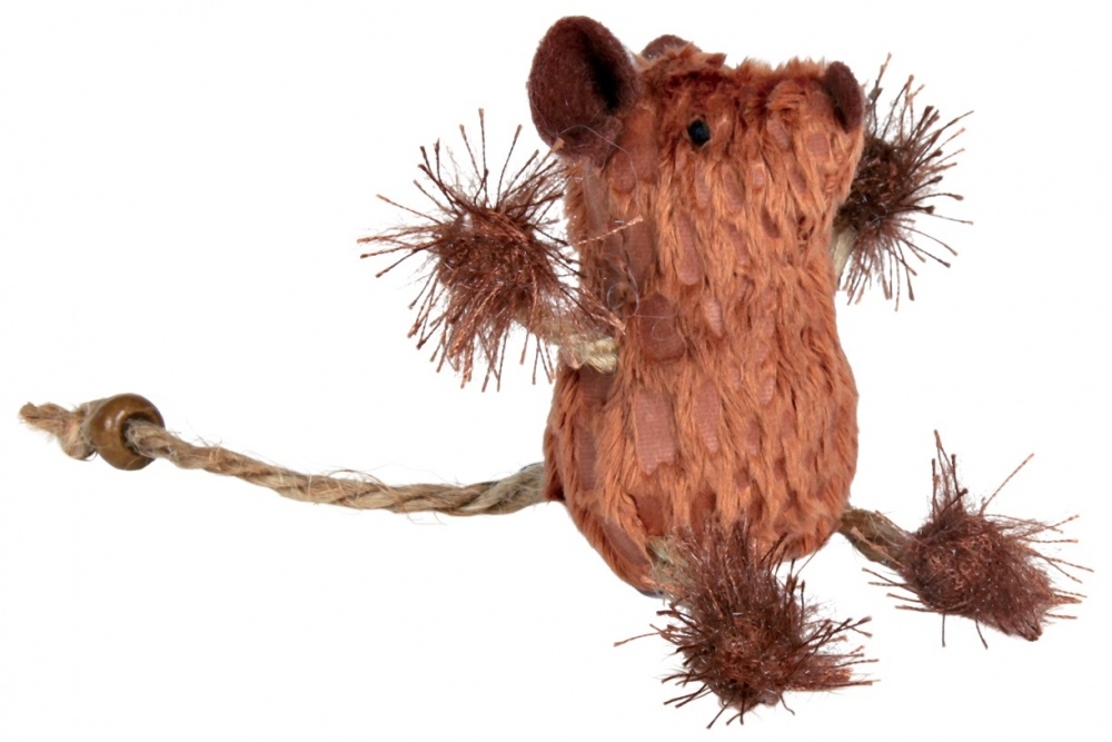 Zdjęcie Trixie Naturalna zabawka myszka pluszowa z frędzelkami i kocimiętką brązowa 8 cm