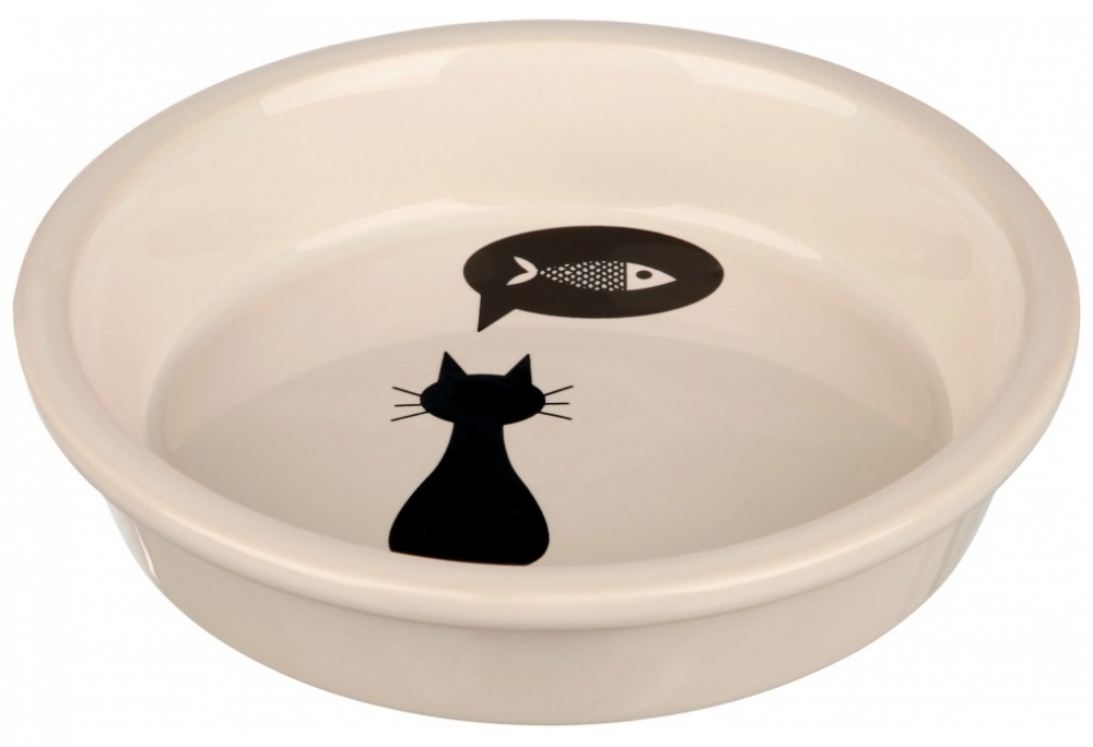 Trixie Miska ceramiczna biała z czarnym kotkiem 0.25 l/ø 13,5 cm