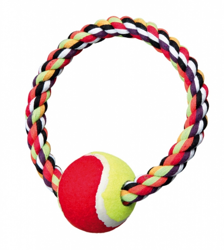 Zdjęcie Trixie Dentafun ring bawełniany z piłką tenisową   ø 6 cm/ø 18 cm