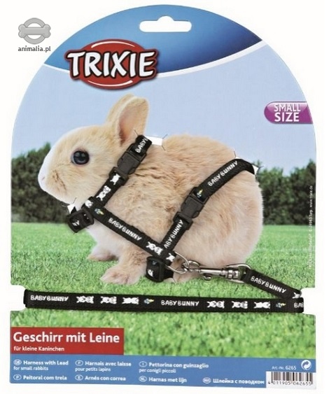 Trixie Szelki ze smyczą z nadrukiem w króliczki dla królika miniaturowego 20–33 cm/8 mm