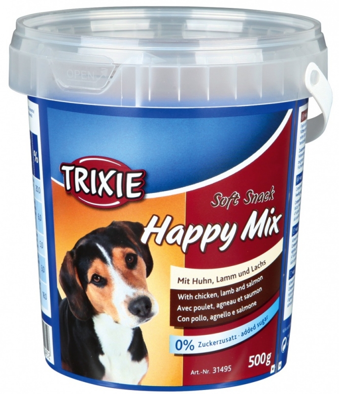 Zdjęcie Trixie Soft Snack Happy Mix miękkie przysmaki dla psa z kurczakiem, jagnięciną i łososiem 500g