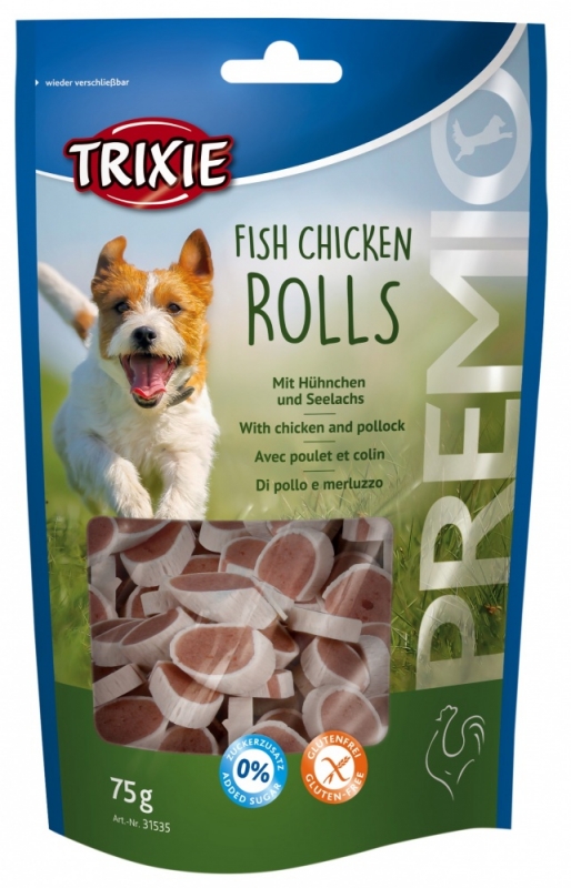 Zdjęcie Trixie Premio Light Rolls przysmak dla psa z kurczakiem i łososiem 75g