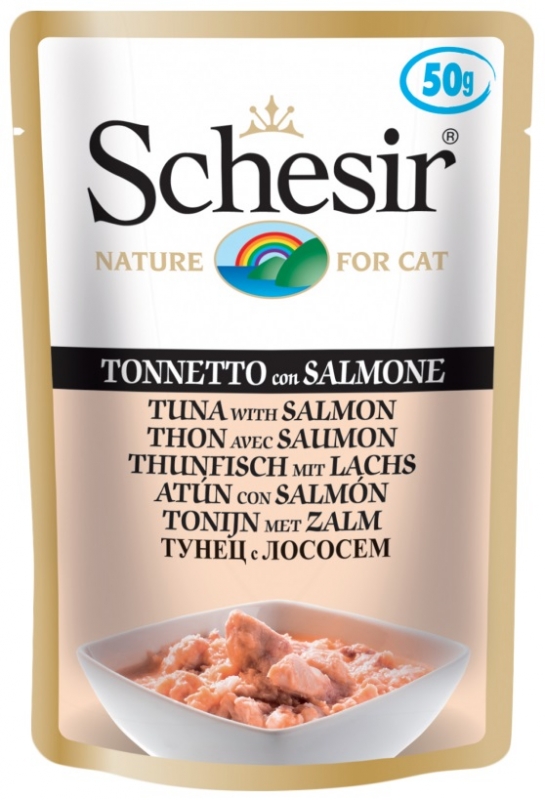 Schesir Cat saszetka w galaretce tuńczyk z łososiem 50g