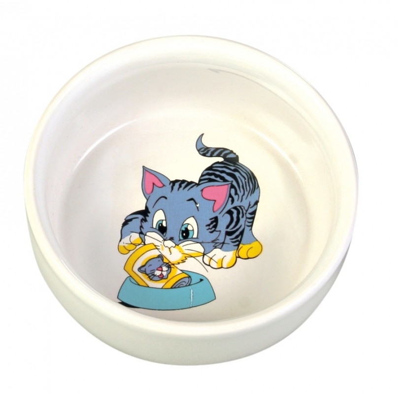 Zdjęcie Trixie Miska ceramiczna dla kota  z kotkiem i miseczką 0.3 l; śr. 11 cm