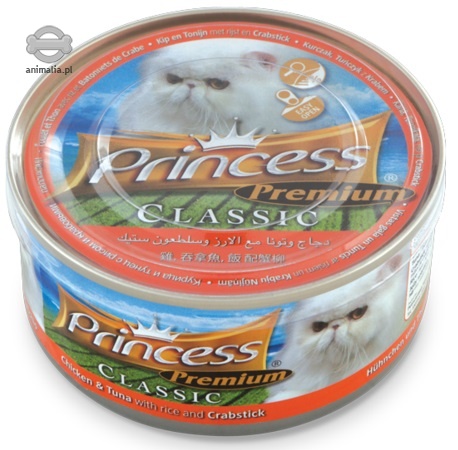 Zdjęcie Princess Premium Cat Classic puszka  kurczak, tuńczyk i kraby 170g