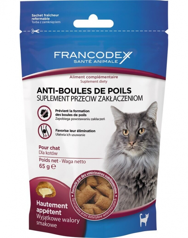 Zdjęcie Francodex Przysmak dla kociąt i kotów dorosłych  przeciw zakłaczeniom 65g