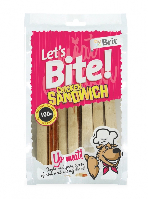 Zdjęcie Brit Let's Bite! przysmak dla psa Chicken Sandwich  paseczki z kurczaka 80g