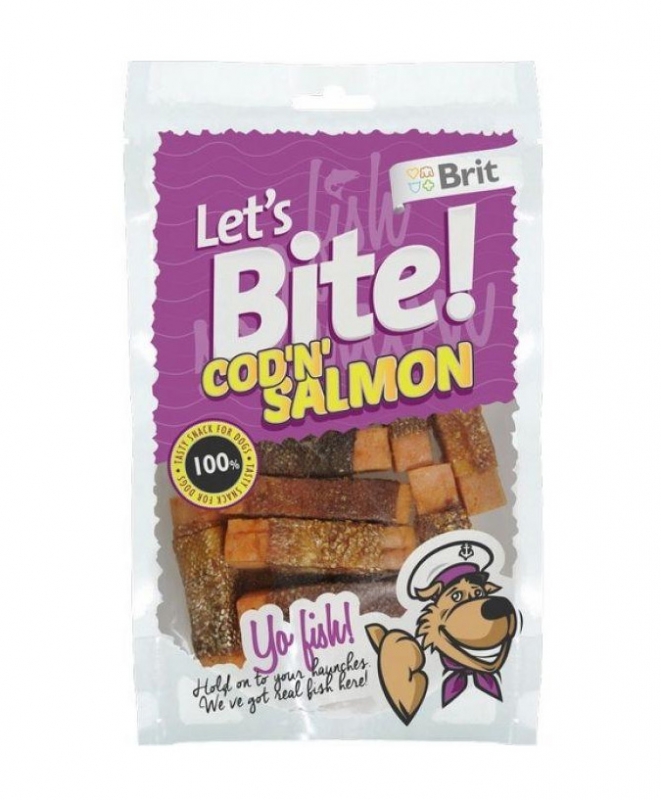 Zdjęcie Brit Let's Bite! przysmak dla psa Cod 'n' Salmon suszony łosoś z dorszem 80g