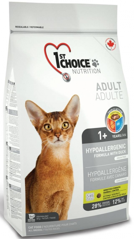 Zdjęcie 1st Choice Cat Hypoallergenic Grain Free  świeża kaczka i ziemniaki 2.72kg