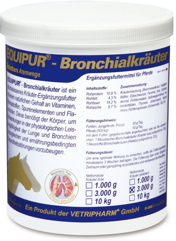 Zdjęcie EquiPur Bronchialkrauter zioła na drogi oddechowe  granulat 1kg