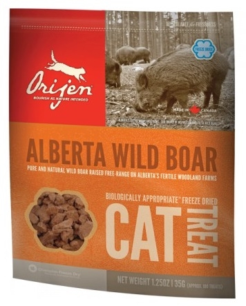 Zdjęcie Orijen Cat Treats Alberta Wild Boar przysmaki liofilizowane 100% mięsa z dzika 35g (100 szt.)