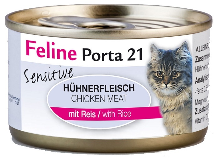 Zdjęcie Feline Porta 21 Sensitive puszka  kurczak, ryż i delikatna galaretka 90g