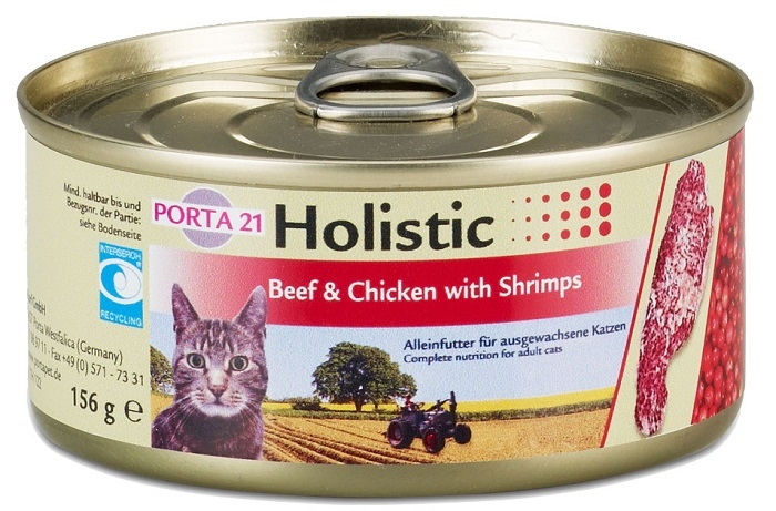 Zdjęcie Feline Porta 21 Puszka Holistic Cat  wołowina, kurczak i krewetki z warzywami 156g