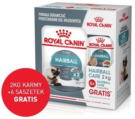 Zdjęcie Royal Canin Promocja: FCN Hairball Care  + 6 saszetek Hairball Care w sosie Gratis 2kg