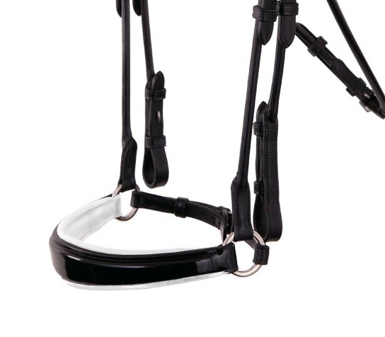 Zdjęcie ANKY Ogłowie rurkowe lakierowane Drop Noseband  czarne z białym podszyciem 