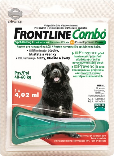 Zdjęcie Frontline Combo Pies XL 40-60 kg pojedyńcza  dla psów XL 40-60 kg 1 x 4,02 ml