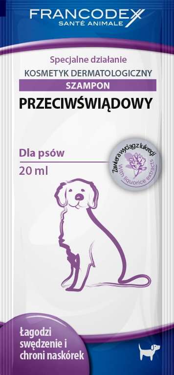 Zdjęcie Francodex Szampon dla psów w saszetce  przeciwświądowy 20 ml