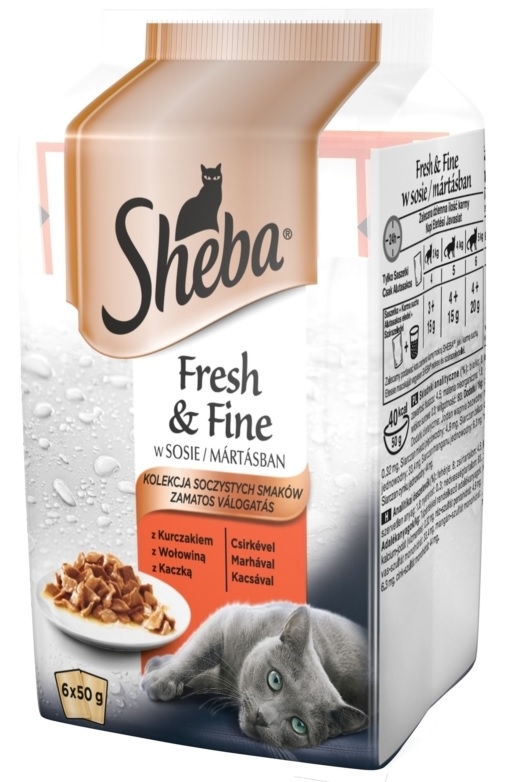 Sheba Fresh & Fine 6-pak saszetek w sosie kurczak, wołowina, kaczka 6x50g