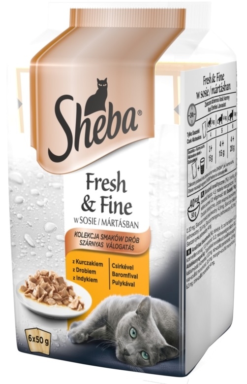 Sheba Fresh & Fine 6-pak saszetek w sosie kurczak, drób, indyk 6x50g