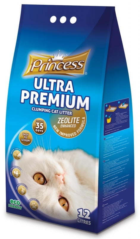 Zdjęcie Princess Ultra Premium Clumping ekstra drobny  żwirek zeolitowy zbrylający dla kota 12l (9.5kg)