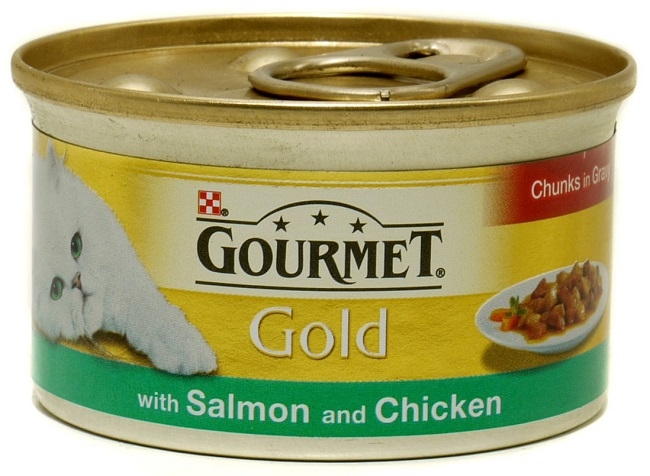 Zdjęcie Gourmet Gold Puszka Chunks in Gravy  z łososiem i kurczakiem 85g
