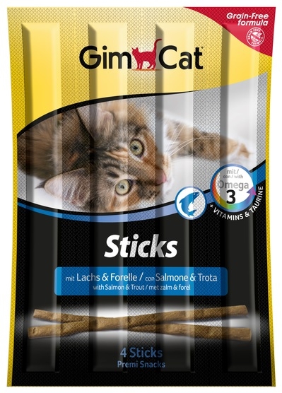 Zdjęcie Gimcat Cat Sticks kabanosy dla kota  z łososiem i pstrągiem 4szt.