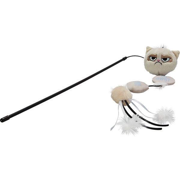 Zdjęcie Grumpy Cat Wędka dla kota pluszowa  z kocimiętką, dzwoneczkiem i troczkami 42 cm