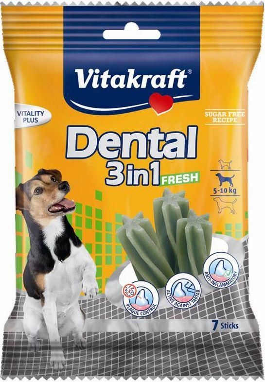 Zdjęcie Vitakraft Dental 3in1 Fresh Small  psy 5-10kg przysmaki do pielęgnacji zębów 7 szt. 