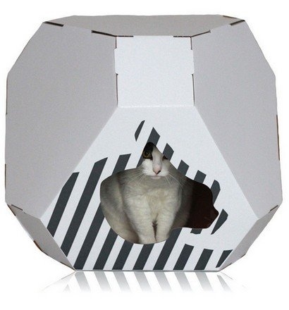Zdjęcie myKotty Mia dwustronny domek  z tektury  biały / brązowy 57 x 58 x 48 cm