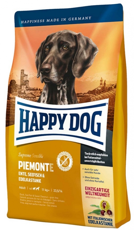 Zdjęcie Happy Dog Supreme Sensible Piemonte  z kaczką, rybą i kasztanem 10kg