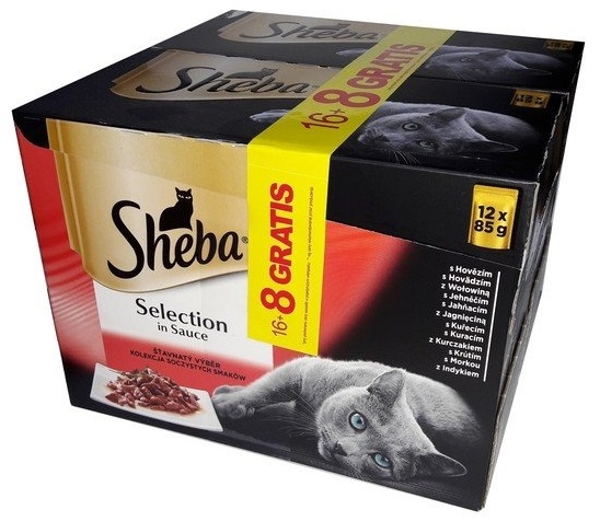 Zdjęcie Sheba Promocja Multipak saszetek Selection in Sauce w sosie mięsny 16+8 GRATIS 24x85g
