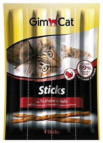 Zdjęcie Gimcat Cat Sticks kabanosy dla kota  indyk + drożdże 4 szt.