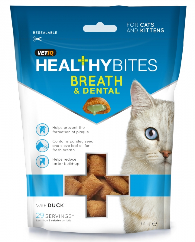 Zdjęcie Mark & Chappel Healthy Bites Breath & Dental Treats For Cats & Kittens dla kotów na ząbki i oddech 65g