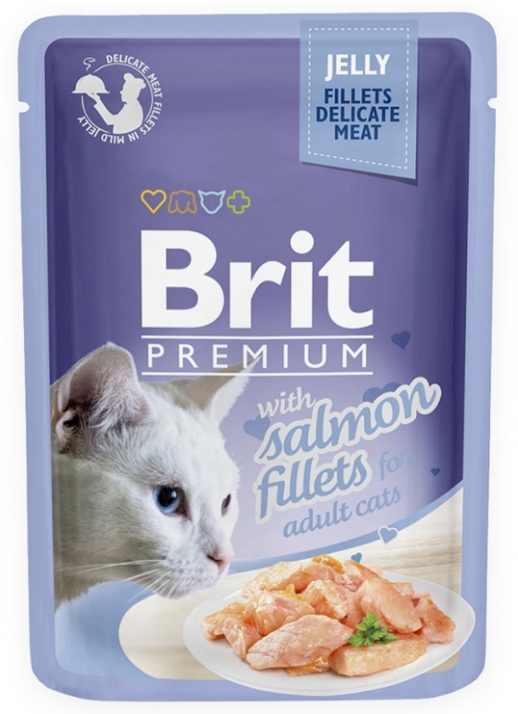 Zdjęcie Brit Premium Cat Adult saszetka w galaretce z filetem z łososia 85g